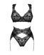 Комплект белья Obsessive Donna Dream 3-pcs set M/L Black, бюстгальтер, стринги, пояс для чулок SO8637 фото 3