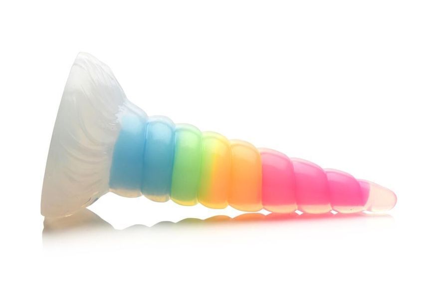 Фэнтезийный фаллоимитатор Creature Cocks Luminescent Rainbow Silicone Dildo, светится в темноте, 19,6 см SX2222 фото