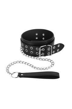Ошейник широкий с поводком Fetish Tentation Eyalets and Leash SO3730 фото