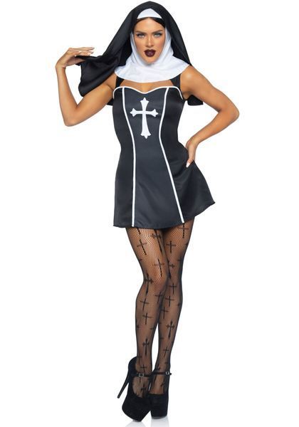 Костюм монашки Leg Avenue Naughty Nun L, платье, головной убор SO8552 фото