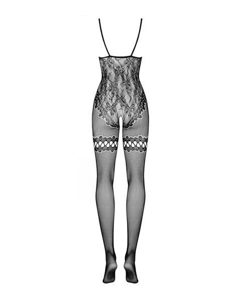 (SALE) Бодістокінг Obsessive Bodystocking F213 S/M/L, імітація мереживного боді та резинки для панчіх SO7222 фото