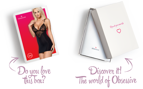 Сатиновый комплект для сна с кружевом Obsessive 828-CHE-1 chemise & thong L/XL, черный, сорочка SO7172 фото