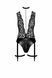 Боди Noir Handmade F297 Libido, 3XL, черное, кружево, низ под латекс, открытый доступ, гартеры SX0224 фото 4