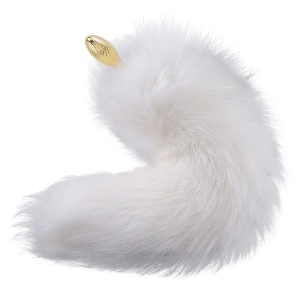 Металлическая анальная пробка Лисий хвост LOCKINK SEVANDA White Fox-Tail Anal Pear-shape Plug SX0865 фото