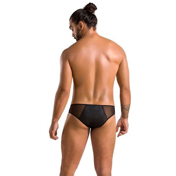 Чоловічі сліпи на блискавці Passion 042 SLIP TIMMY L/XL Black, екошкіра, сітка SO7597 фото