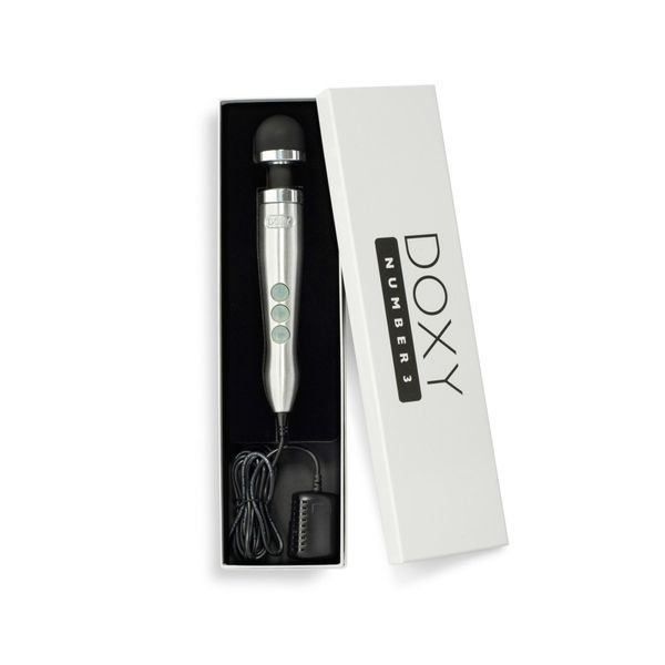 Вибромассажер DOXY Die Cast 3 Silver (Satin), очень мощный, питание 220В, металлический корпус SO2602 фото