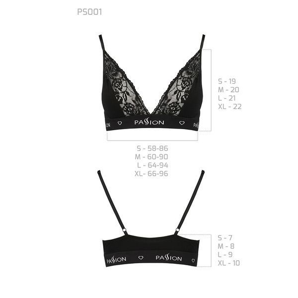 Еластичний топ з мереживом Passion PS001 TOP M, black SO4176 фото