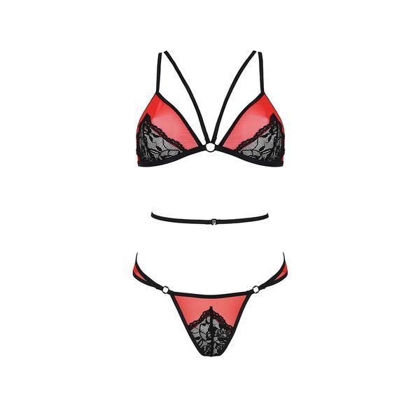 Комплект белья Passion PEONIA SET S/M red, бра, трусики SO8467 фото