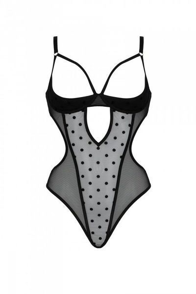 Еротичне боді Passion MARINA BODY, L/XL, black, з відкритими чашками SO9717 фото