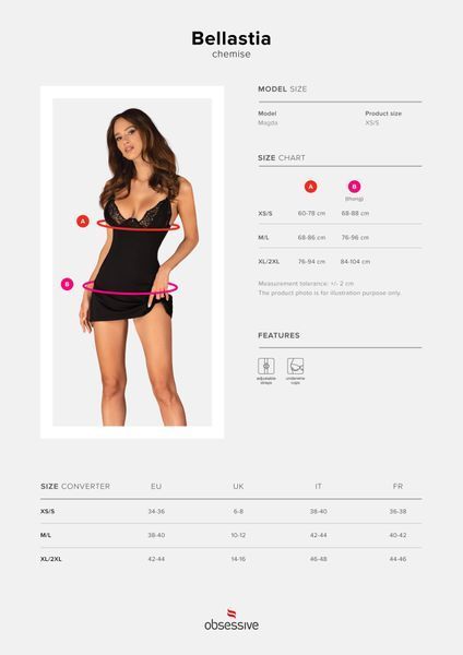 Сорочка Obsessive Bellastia chemise & thong XL/2XL SX1130 фото