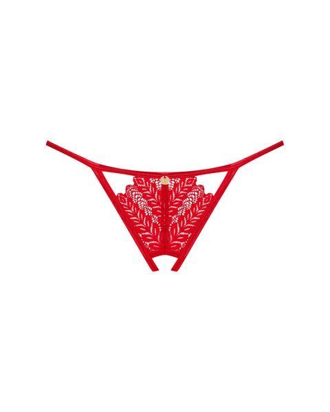 Трусики с доступом Obsessive Ingridia crotchless thong XL/2XL, красные SO9045 фото