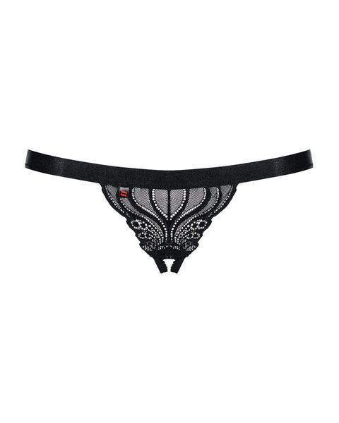 Кружевные танга с доступом Obsessive 828-THC-1 crotchless thong S/M, черные SO7173 фото