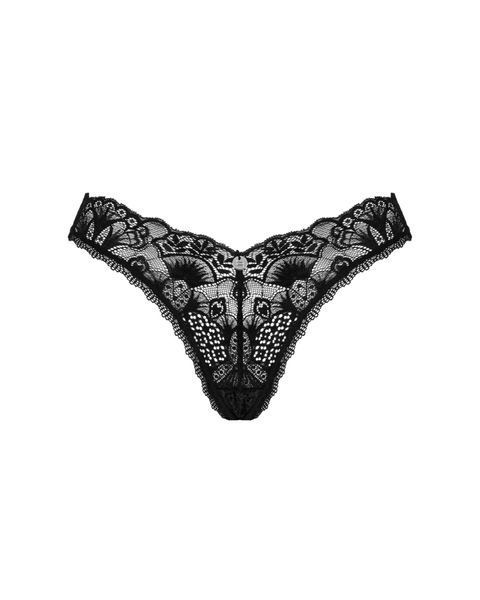 Мереживні стрінги Obsessive Donna Dream thong XS/S Black, низька посадка SO8639 фото