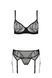 Комплект Passion LEAFA SET black, XXL/XXXL, мереживо+сітка, бюстгальтер на кісточках, стрінги, пояс для панчіх SX0511 фото 3