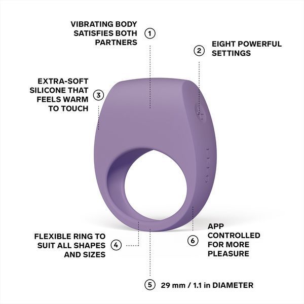 Эрекционное кольцо с вибрацией LELO Tor 3 Violet Dusk, управление со смартфона SX0702 фото