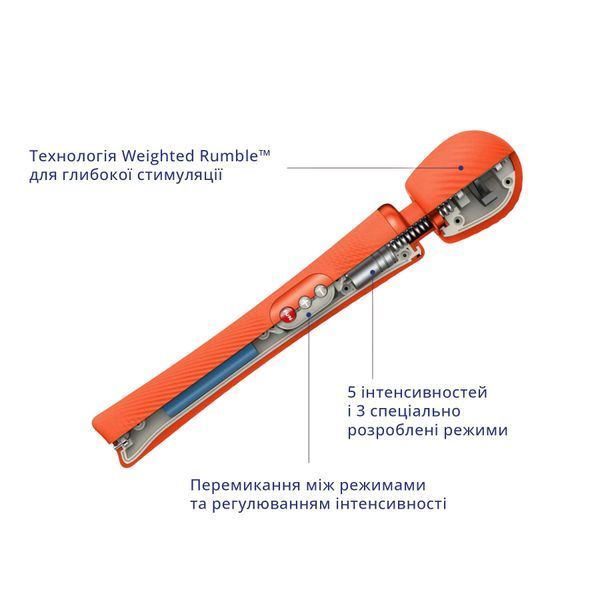 Вибромассажер Fun Factory VIM Vibrating Wand sunrise orange, супермощный и легкий, до 6 часов работы SX0919 фото