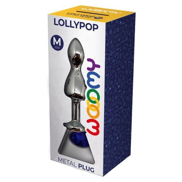 Металлическая анальная пробка Wooomy Lollypop Double Ball Metal Plug Blue M диаметр 3,1, длина 9,4 с SO7422 фото