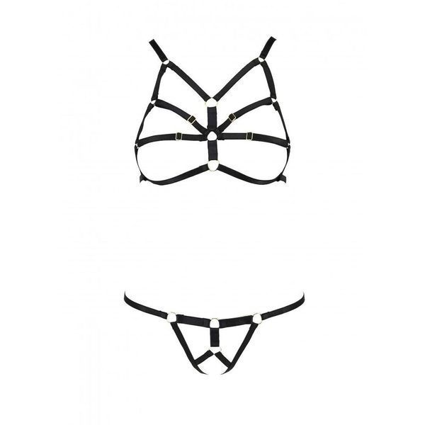 Комплект білизни зі стреп Passion Exclusive ARMANDA SET XXL/XXXL, black SO6375 фото