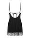 Пеньюар Obsessive Lobellis chemise & thong, XS/S, черный, кружевная отделка, стринги в комплекте SX1020 фото 4
