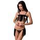 Комплект белья Passion Exclusive KASSANDRA SET OpenBra L/XL, black, лиф из бахромы, трусики-юбка PS26301 фото 1