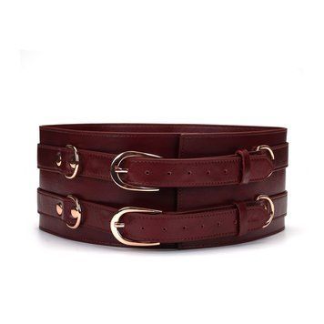 Кожаный пояс для бондажа Liebe Seele Wine Red Waist Cuff, M Size SO9461 фото