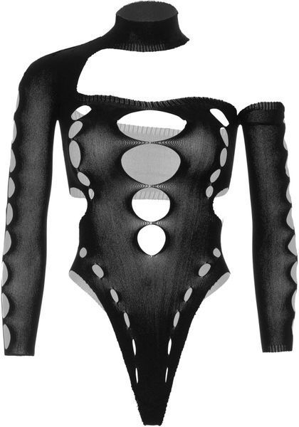Бесшовное боди на одно плечо Leg Avenue Seamless thong back bodysuit, One Size, черное SO9097 фото