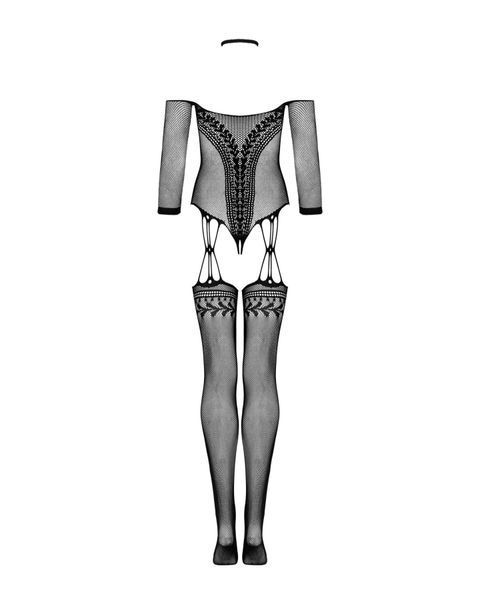 Нейлоновый бодистокинг с имитацией чулок Obsessive Bodystocking G333 S/M/L, black, с доступом SO7699 фото