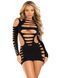 Мини-платье Leg Avenue Shredded cut-out mini dress, One Size, черное, длинный рукав, фигурные вырезы SX1069 фото 1