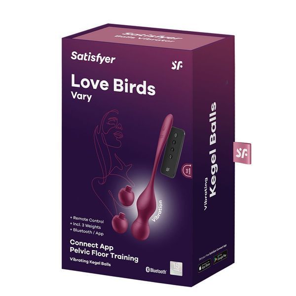 Смарт-вагинальные шарики с вибрацией Satisfyer Love Birds Vary Connect App, изменяемая масса, пульт SX1216 фото