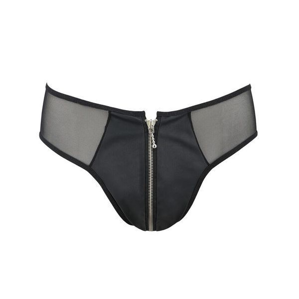 Чоловічі сліпи на блискавці Passion 042 SLIP TIMMY XXL/XXXL Black, екошкіра, сітка SO7599 фото