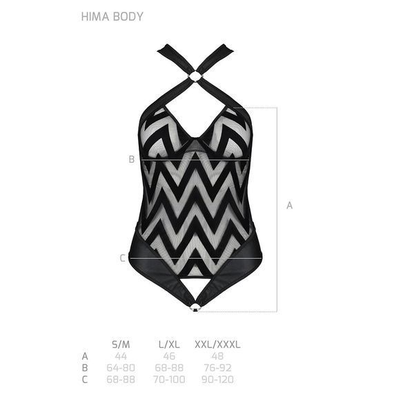 Сітчастий боді з халтером та ритмічним малюнком Passion Hima Body XXL/XXXL, black SO5348 фото