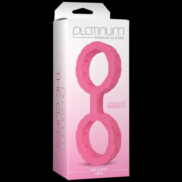 Наручники з силікону Doc Johnson The Cuffs Large - Pink, добре тягнуться, для рук і для ніг SO1968 фото