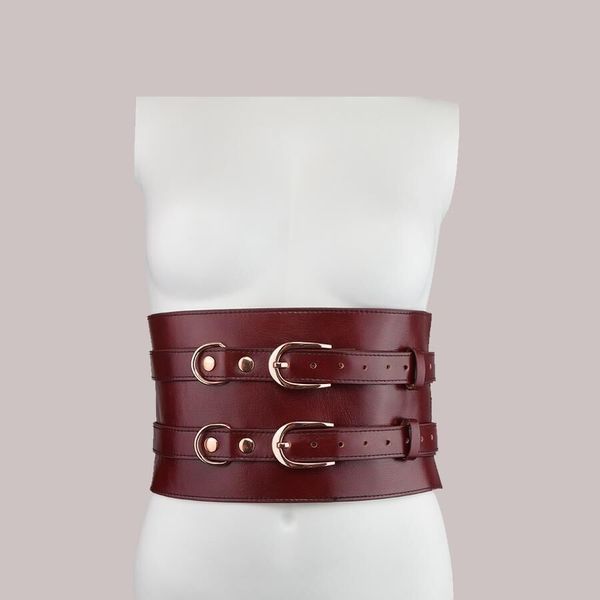 Кожаный пояс для бондажа Liebe Seele Wine Red Waist Cuff, M Size SO9461 фото
