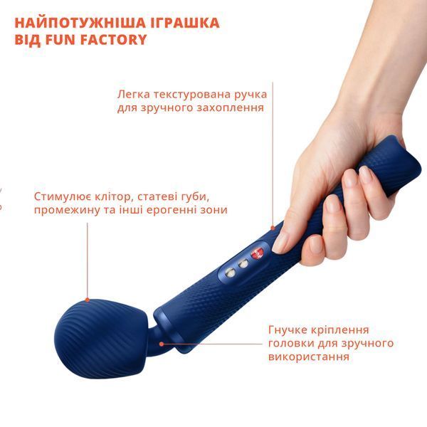 Вибромассажер Fun Factory VIM Vibrating Wand midnight blue, супермощный и легкий, до 6 часов работы SX0920 фото
