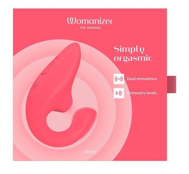 Вагінально-кліторальний стимулятор Womanizer Blend Vibrant Rose, вібрація + вакуум, 2 мотори SX2141 фото
