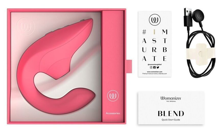 Вагінально-кліторальний стимулятор Womanizer Blend Vibrant Rose, вібрація + вакуум, 2 мотори SX2141 фото