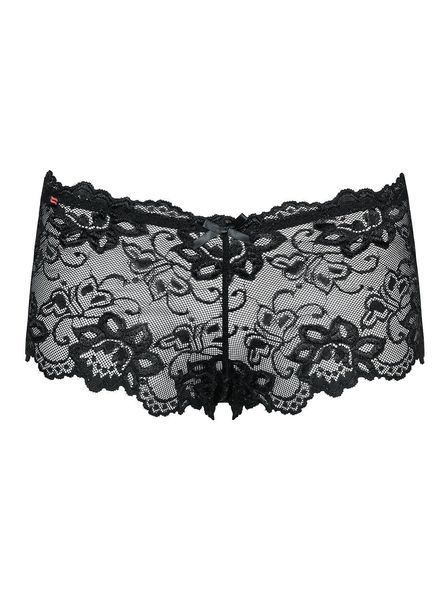 (SALE) Мереживні трусики-шортики Obsessive Idillia shorties black L/XL SX1200 фото