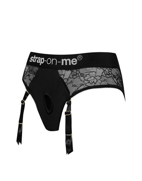 Кружевные трусы для страпона с подвязками для чулок Strap-On-Me DIVA HARNESS - XS SX2280 фото