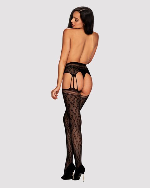 Сітчасті панчохи-стокінги під леопард Obsessive Garter stockings S817 S/M/L, імітація гартерів, з до SO7275 фото