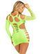 Мини-платье Leg Avenue Shredded cut-out mini dress, One Size, салатовое, фигурные вырезы SX1070 фото 3