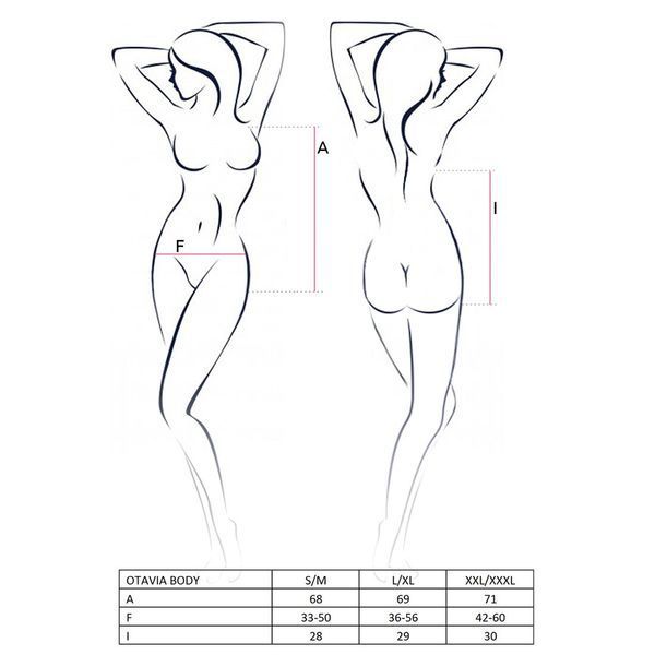 Боді монокіні з глибоким декольте Passion OTAVIA BODY XXL/XXXL, black EL15703 фото