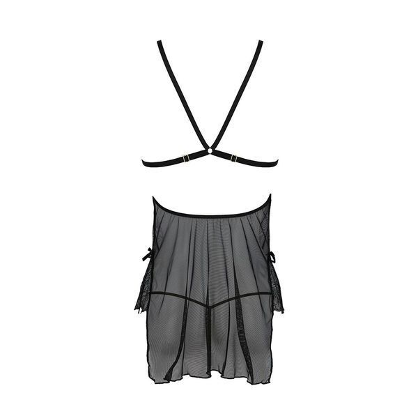 Сорочка Passion DELIENA CHEMISE XXL/XXXL black, стринги с заниженной талией SO8420 фото