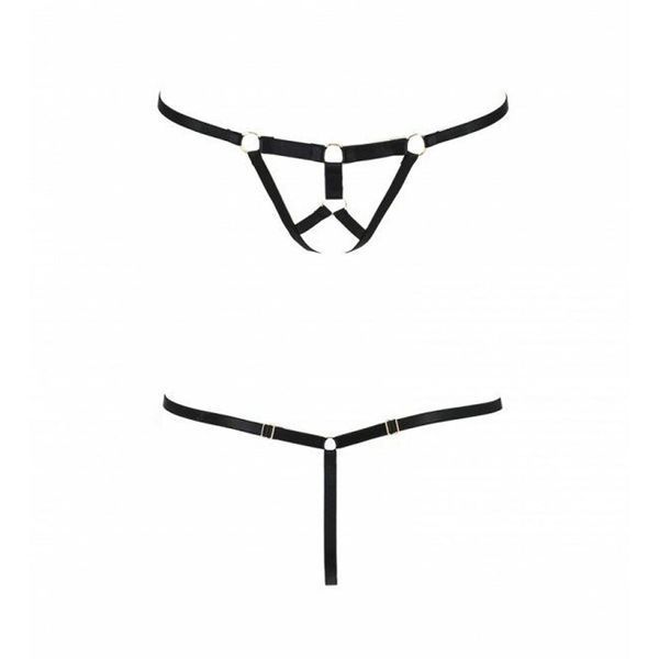 Трусики стринги из стреп Passion Exclusive ARMANDA THONG L/XL, black PS26804 фото