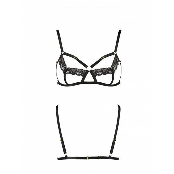 Бюстгальтер-стрепи з мереживом Passion Exclusive SOLON BRA XXL/XXXL, black, трусики в комплекті SO6412 фото