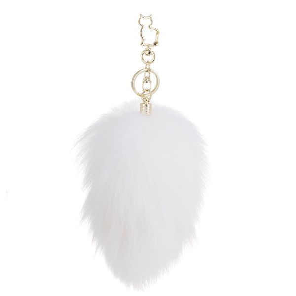 Металлическая анальная пробка Кроличий хвост LOCKINK SEVANDA White Bunny-Tail Anal Pear-shape Plug SX0868 фото
