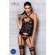 Сітчастий комплект з візерунком Passion HIMA CORSET L/XL black корсет з халтером, підв'язки, трусики SO5349 фото 3