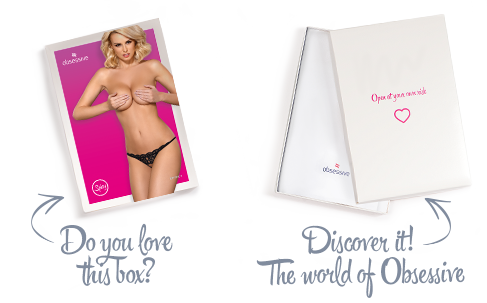 Кружевные танга с двумя отверстиями Obsessive 831-THC-1 crotchless thong L/XL, черные, бантики SO7176 фото