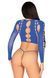 Комплект Leg Avenue Long sleeve crop top & string Royal Blue One Size, топ, стринги SO9099 фото 2