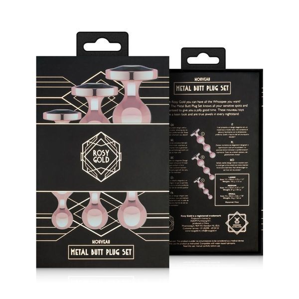 Набір анальних іграшок Rosy Gold - Metal Butt Plug Set 3 Pieces SX3070 фото
