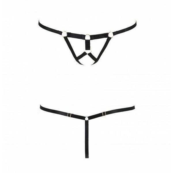 Трусики стринги из стреп Passion Exclusive ARMANDA THONG S/M, black PS26805 фото